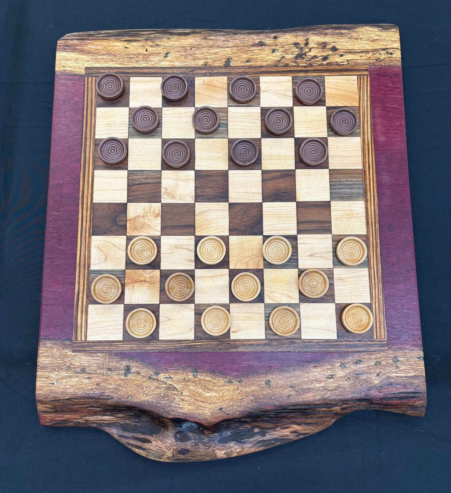 Live Edge Purple Heart Chess & Checkers Board