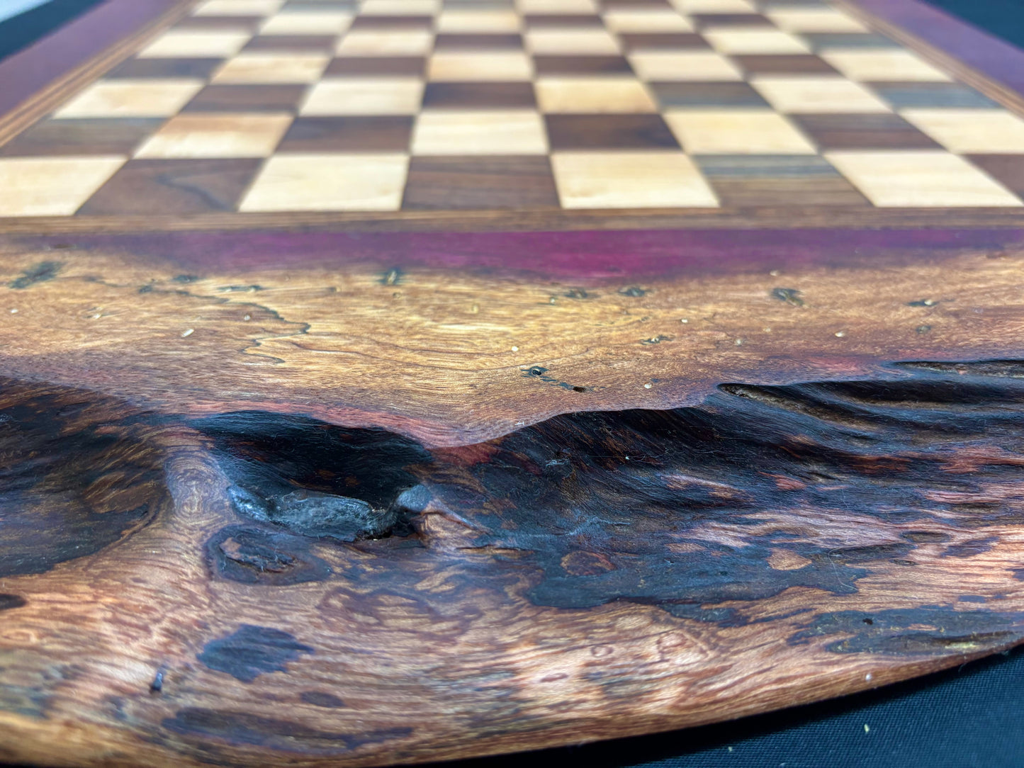 Live Edge Purple Heart Chess & Checkers Board
