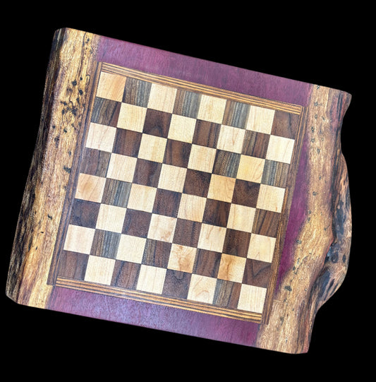 Live Edge Purple Heart Chess & Checkers Board